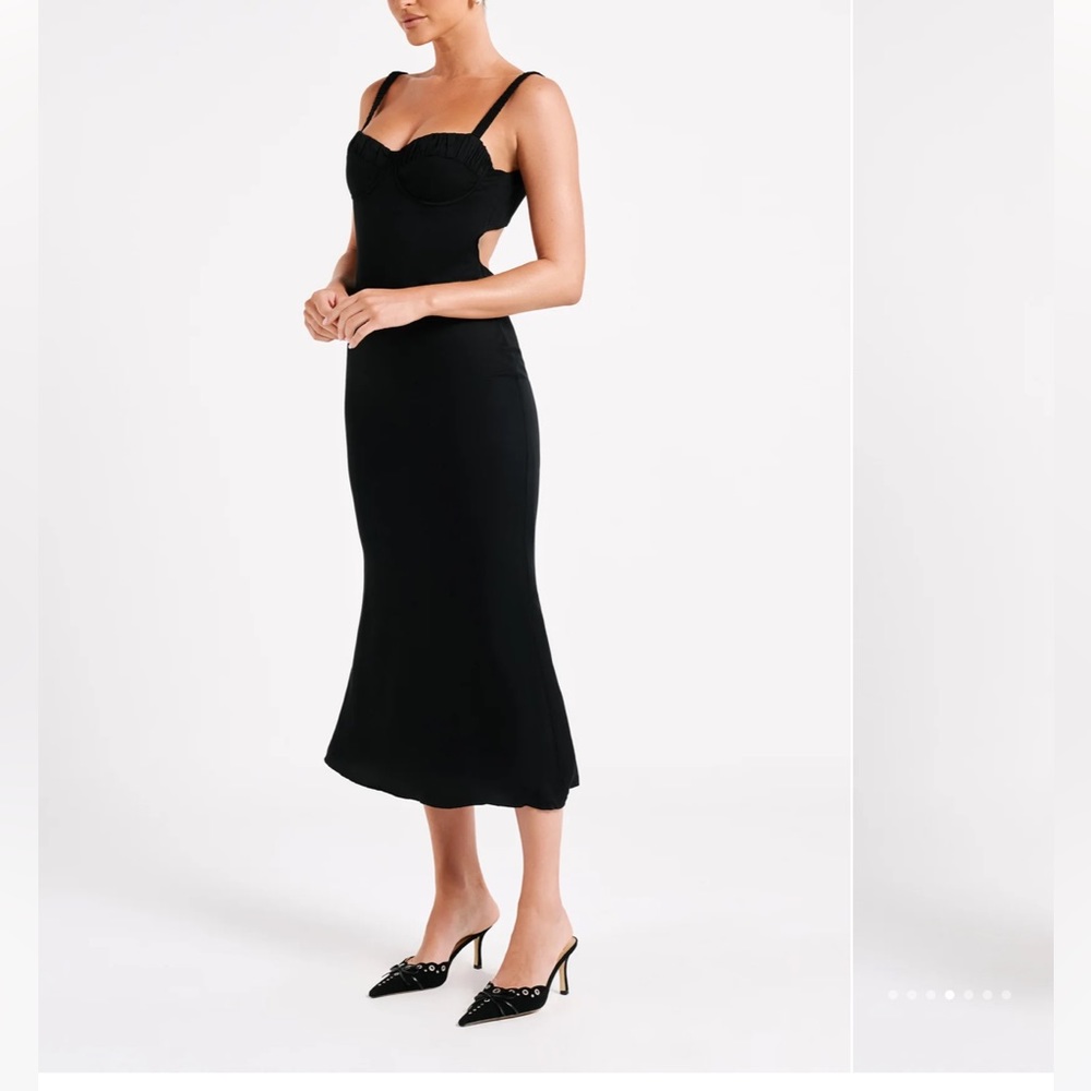 Black open back dress midi